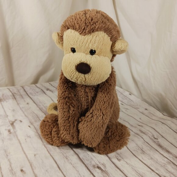 JellyCat Bashful Monkey Brown Tan Plush Stuffed Animal 12" - Picture 3 of 14